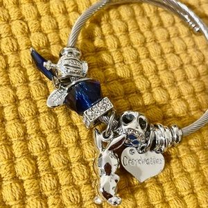 Super beautiful blue glass crystal ball with rabbit bracelet.